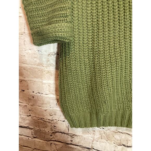 Umgee Oversized Sweater Womens Small Olive Green Chunky Knit Cowl Neck Boho - Picture 4 of 12